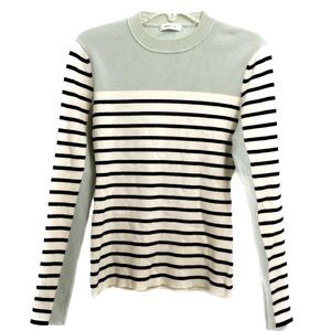 ❤️ Light Green Colorblock Black White Striped Top